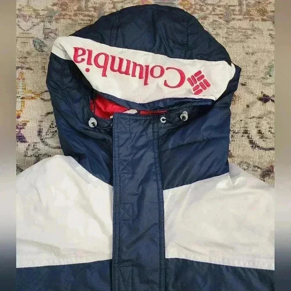 Columbia Mens Vintage Classic Navy Pullover Puffer Winter Hooded Jacket, sz SM - Picture 5 of 17